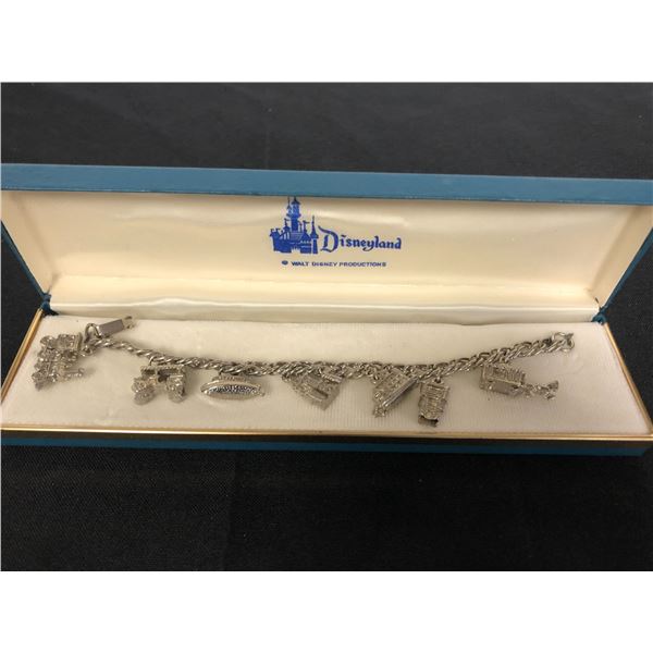 Vintage 60s Walt Disney Productions Silver Disneyland Souvenir Theme Park Charm Bracelet