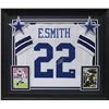 Image 1 : Emmitt Smith Authentic Signed White Framed Pro Style Jersey (Beckett Witnessed)