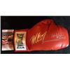Image 1 : MIKE TYSON & EVANDER HOLYFIELD AUTOGRAPHED RED EVERLAST BOXING GLOVE (JSA COA)