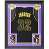 Image 1 : Magic Johnson Authentic Signed Black Pro Style Framed Jersey (Beckett Witnessed)