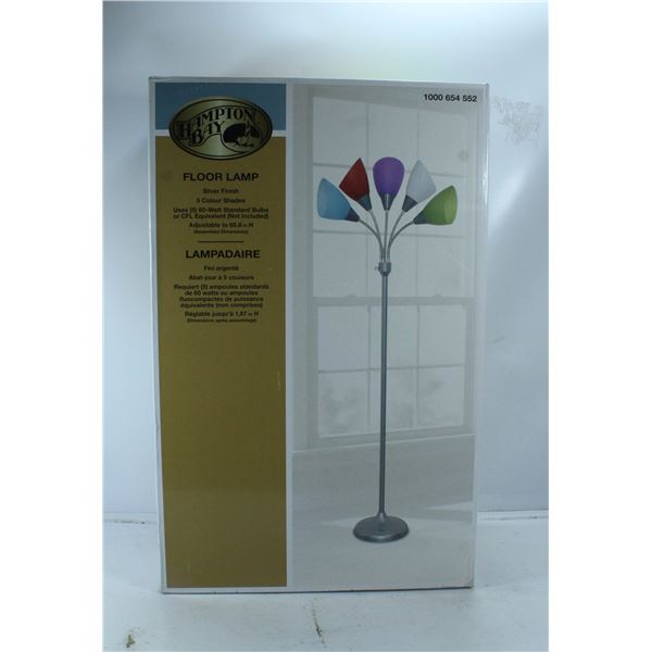 NEW IN BOX PEDESTAL LAMP MULTICOLOUR SHADES