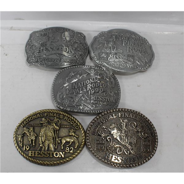 5 X HESTON NFR RODEO BELT BUCKLESS