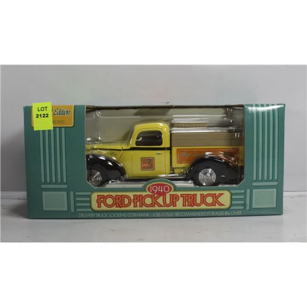METAL DIE CAST 1940 FORD PICKUP TRUCK BANK