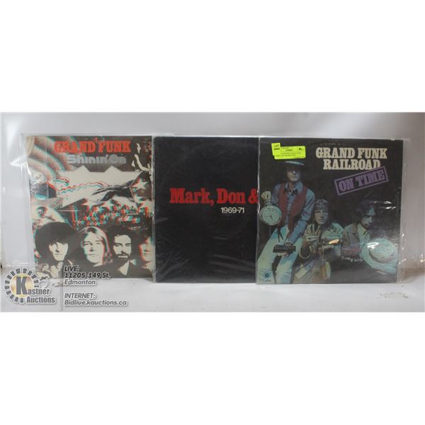 3 ESTATE RECORD COLLECTION VINYL LPS. GRAND FUNK