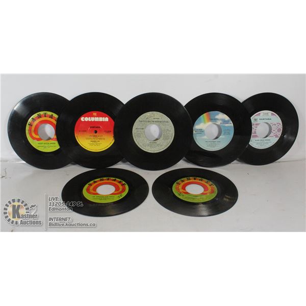 7 45 RPM JUKE BOX RECORDS 2X CCR 2X SANTANA 2X TOM