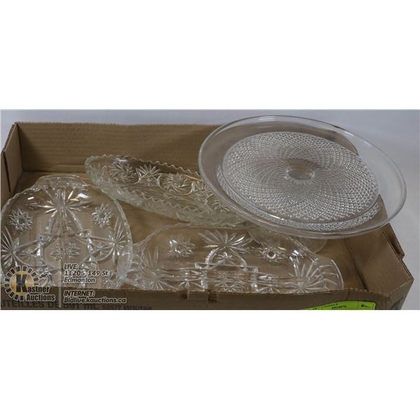 UNCLAIMED LOT OF FOUR VINTAGE CRYSTAL DISHES