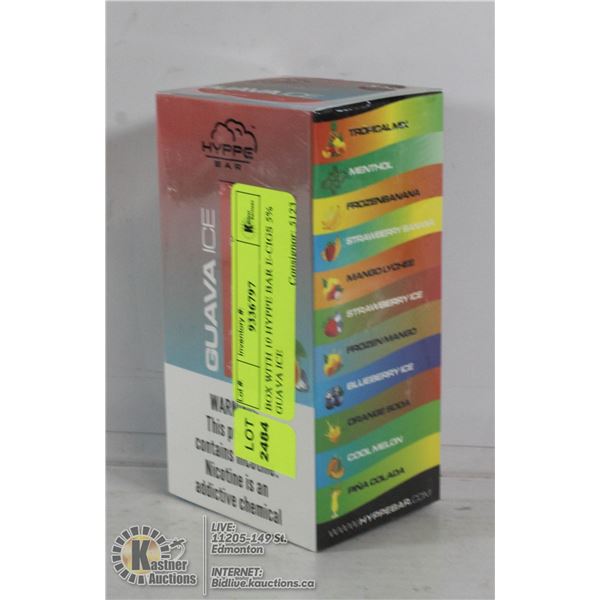 BOX WITH 10 HYPPE BAR E-CIGS 5% GUAVA ICE
