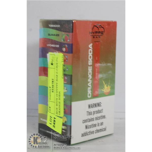 BOX WITH 10 HYPPE BAR E-CIGS 5% ORANGE SODA