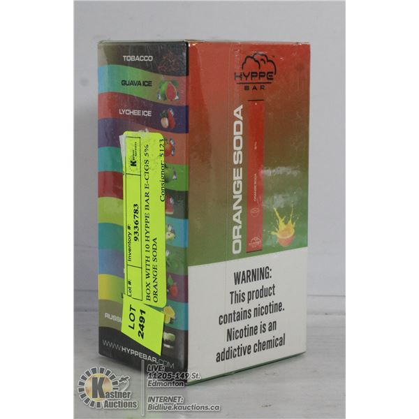 BOX WITH 10 HYPPE BAR E-CIGS 5% ORANGE SODA