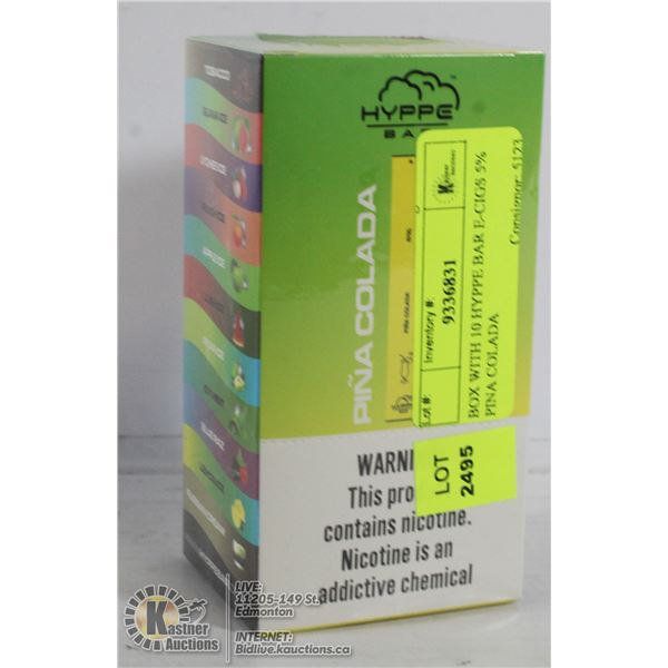 BOX WITH 10 HYPPE BAR E-CIGS 5% PINA COLADA
