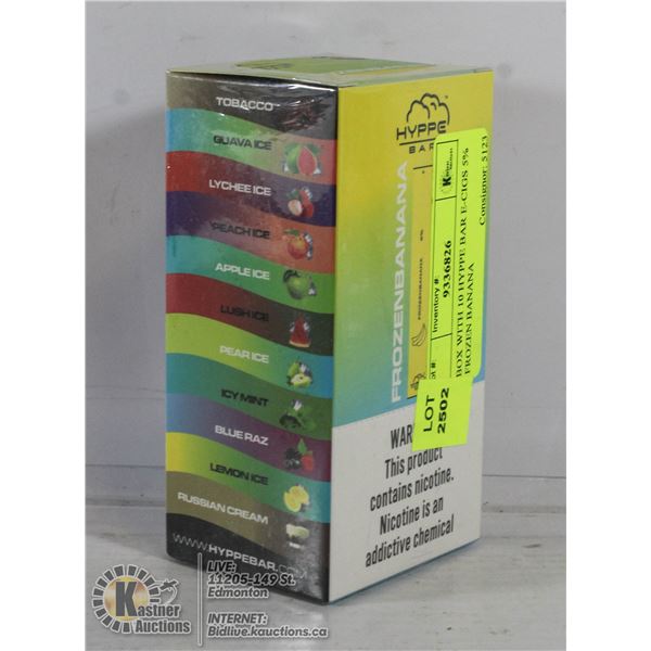 BOX WITH 10 HYPPE BAR E-CIGS 5% FROZEN BANANA