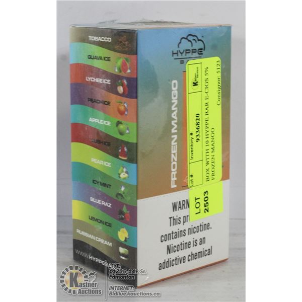 BOX WITH 10 HYPPE BAR E-CIGS 5% FROZEN MANGO