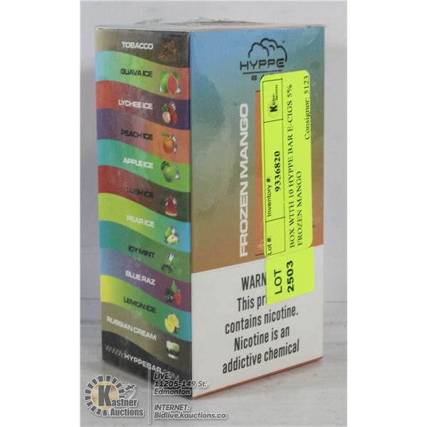 BOX WITH 10 HYPPE BAR E-CIGS 5% FROZEN MANGO