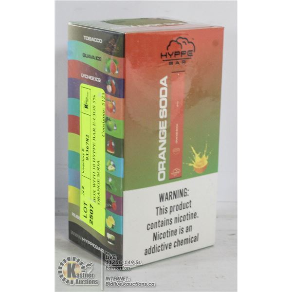 BOX WITH 10 HYPPE BAR E-CIGS 5% ORANGE SODA