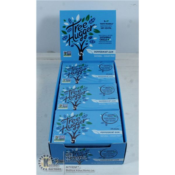 BOX OF TREE HUGGER PEPPERMINT GUM - 12 PACKS