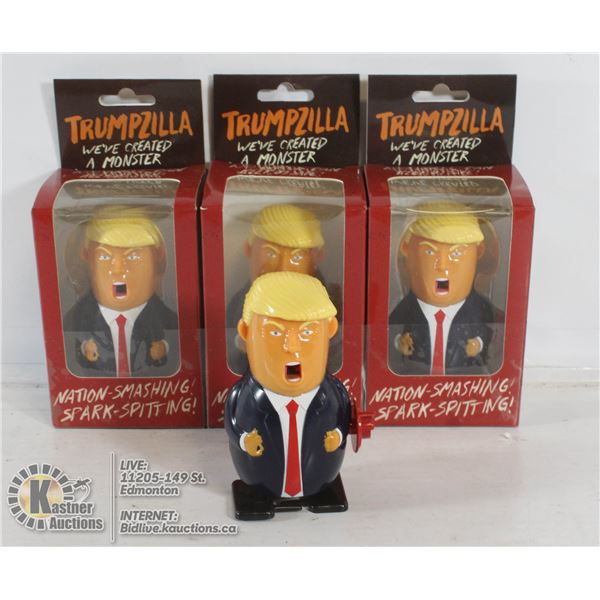 LOT OF 3 TRUMPZILLA WIND UP SPARK TOY