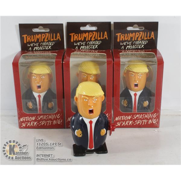LOT OF 3 TRUMPZILLA WIND UP SPARK TOY