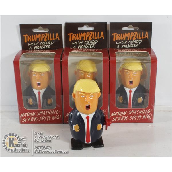 LOT OF 3 TRUMPZILLA WIND UP SPARK TOY