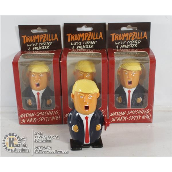 LOT OF 3 TRUMPZILLA WIND UP SPARK TOY
