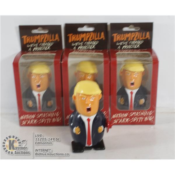 LOT OF 3 TRUMPZILLA WIND UP SPARK TOY
