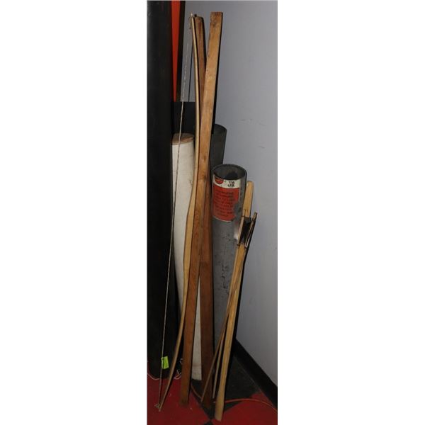 UNCLAIMED BUNDLES OF HAND MADE BOWS AND ARROWS