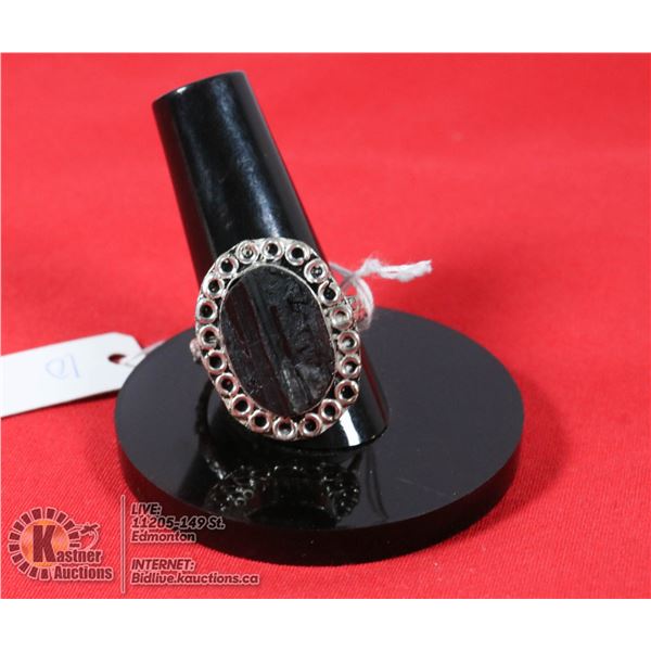 #278-NATURAL TOURMALINE RING (RAW) SIZE 10