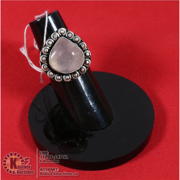 #270-NATURAL PINK ROSE QUARTZ RING SIZE 6.5