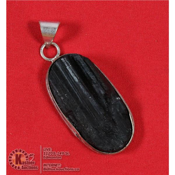 #163- NATURAL BLACK TOURMALINE PENDANT (RAW)
