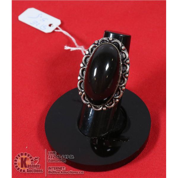 #266-NATURAL BLACK OBSIDIAN RING SIZE 5.5