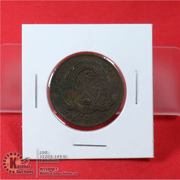 1844 BANK OF MONTREAL 1/2 CENT COIN