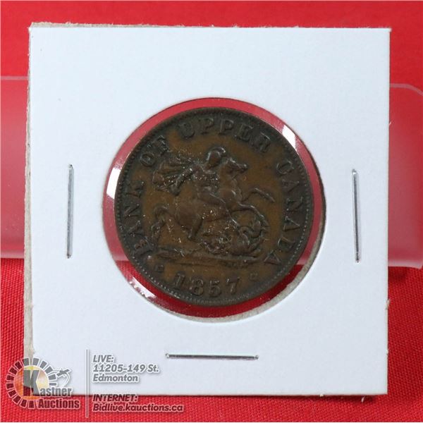 1857 BANK OF UPPER CANADA 1/2 CENT