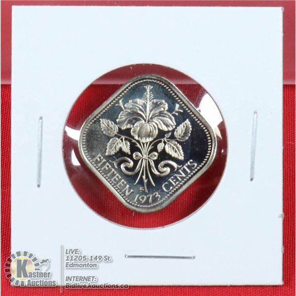 1973 PROOF BAHAMAS 15 CENT COIN