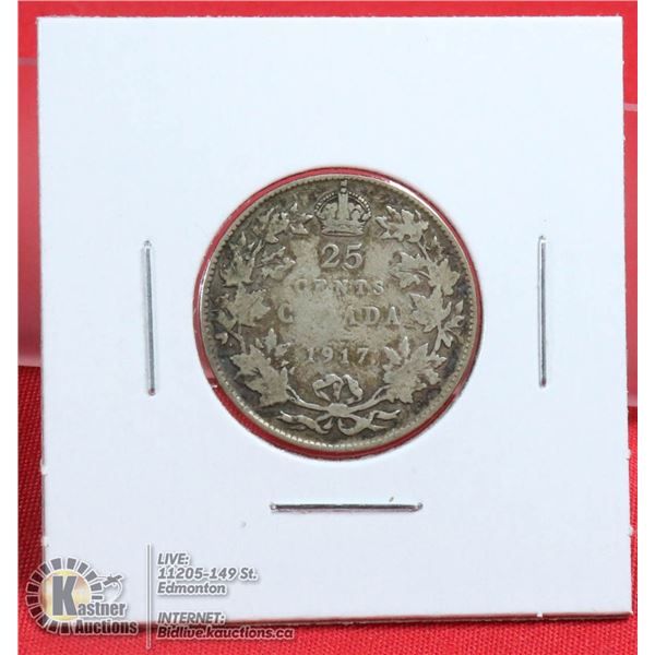 1917 GEORGE V SILVER CANADA 25 CENT