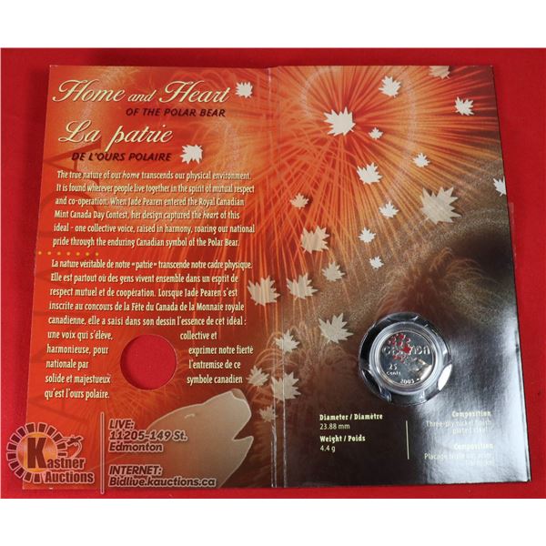 2003 COLORIZED OH CANADA POLAR BEAR 25 CENT