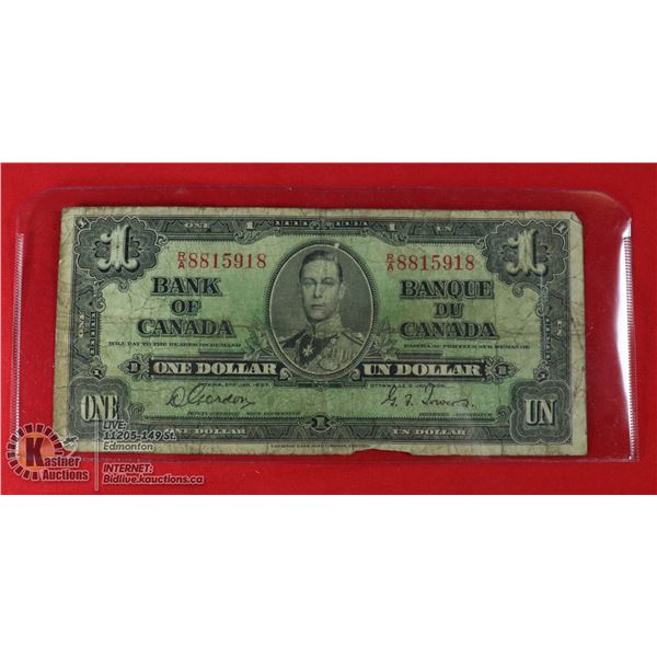 1937 GEORGE VI CANADA $1 BANKNOTE