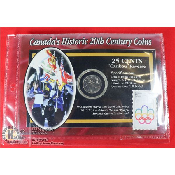 HISTORIC 20TH CENTURY COINS CARIBOU 25 CENT