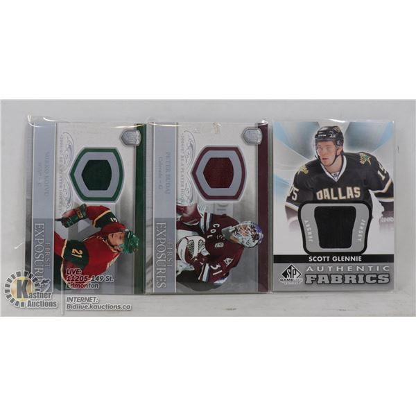 3 GAME USED JERSEY CARDS