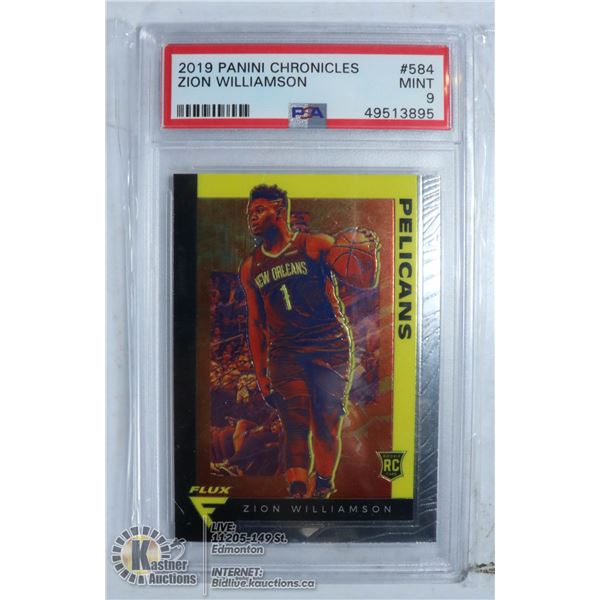 ZION WILLIAMSON FLUX ROOKIE CARD PSA9