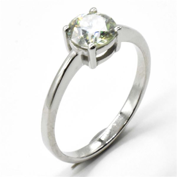 EC-64 SILVER MOISSANITE (ROUND 6.5 MM) RING
