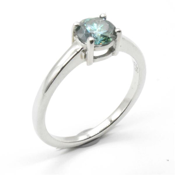 EC-59 SILVER MOISSANITE ( ROUND 6 MM) RING