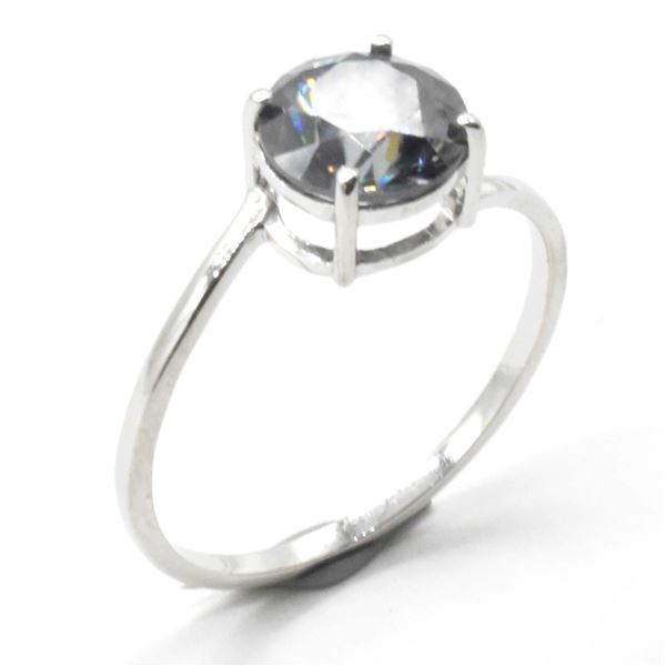 EC-62 SILVER MOISSANITE (ROUND 7 MM) RING