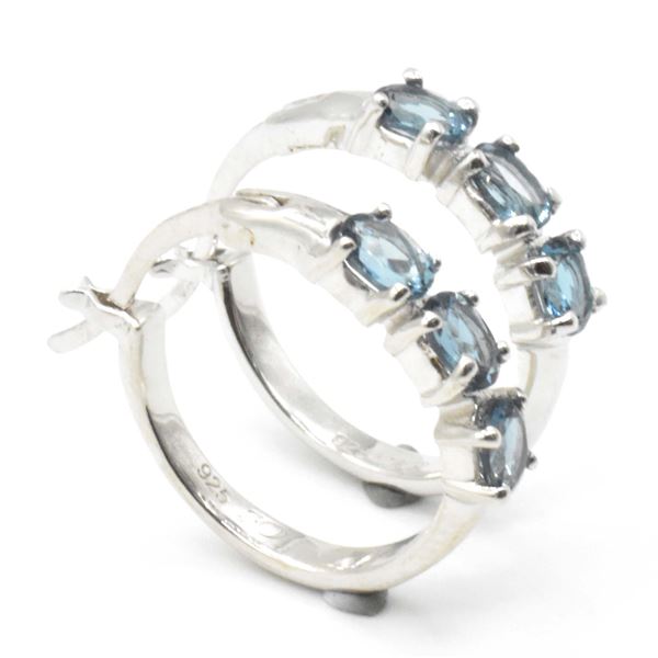 EC-68 SILVER BLUE TOPAZ LONDON EARRINGS