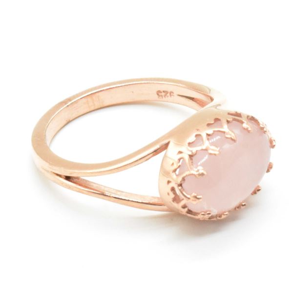 EC-92 ROSEGOLD PLATED SIL ROSE QUARTZ RING
