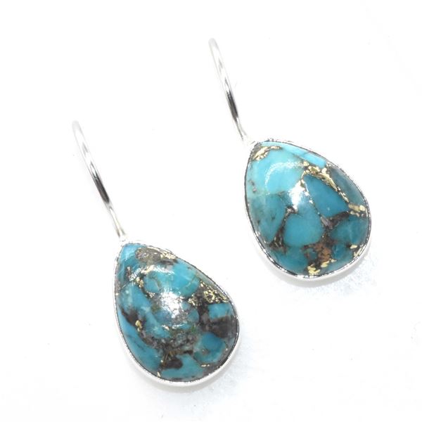 EC-81 SILVER COPPER  MUHAVE TURQUOISE EARRINGS