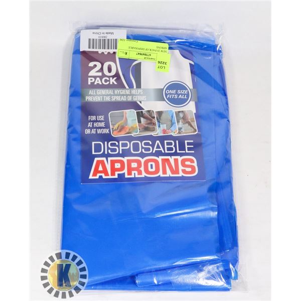 NEW 20 PACK OF DISPOSABLE APRONS