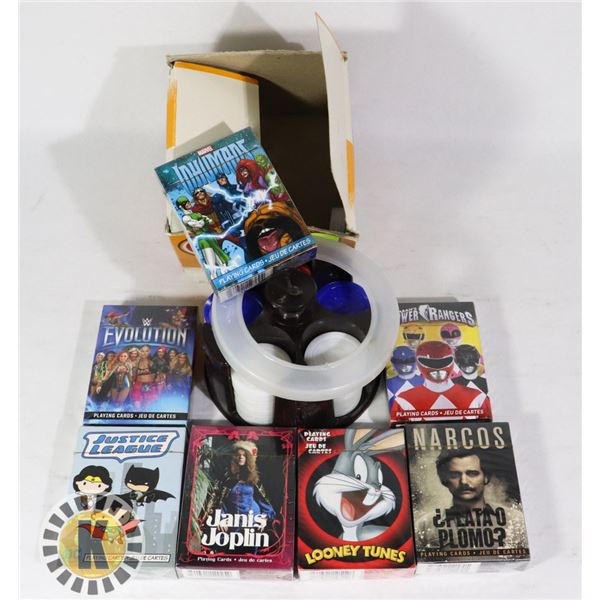 POKER RACK WITH CHIPS SOLD WITH NEW DECKS OF CARDS