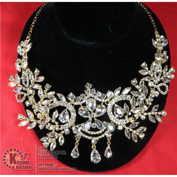 GOLD TONE RHINESTONE BRIDAL HARNESS