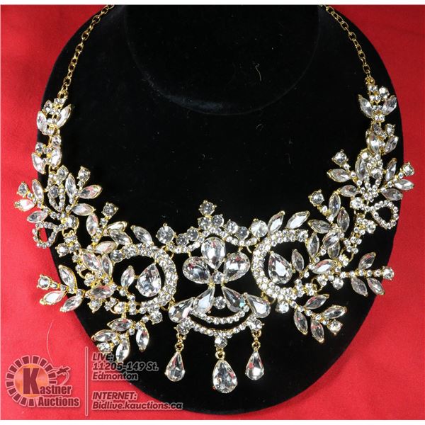 GOLD TONE RHINESTONE BRIDAL HARNESS