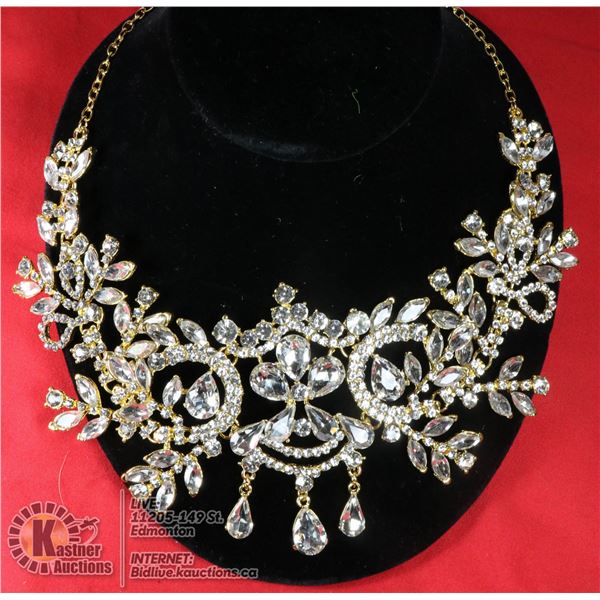 GOLD TONE RHINESTONE BRIDAL HARNESS