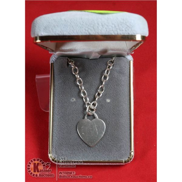 17" NECKLACE WITH HEART PENDANTS MARKED 925
